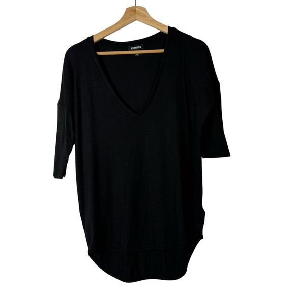 Express Black V-Neck Half Sleeve London T-Shirt XS - Picture 3 of 5
